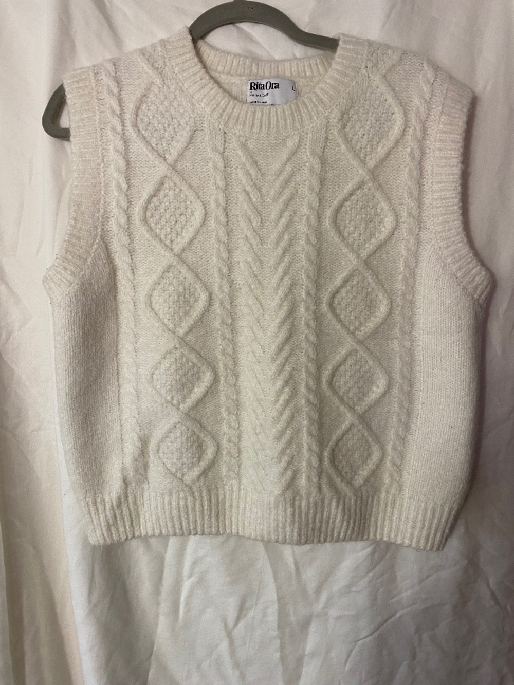 Women’s Rita Ora Pullover Sweater Vest Large White Crew Neck